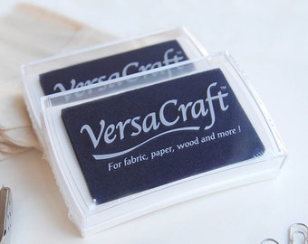 VersaCraft Midnight blue ink pad, mini dark blue ink pad, navy blue ink pad, blue stamp pad, blue fabric ink, refill bottle ink