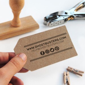Tampon d'information personnalisé pour carte de visite, tampon de réseau social personnalisé pour cartes de visite DIY, fournitures d'emballage faites main pour vendeur Etsy