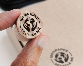 Eco-friendly 100% paper recycle rubber stamp, Sustainable packaging stamp for paper and cardboard envelopes, Recyclable boxes, Zero waste