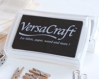 Black stamp pad, VersaCraft Ink Pad Real Black, Fabric ink pad, Wood ink pad, Rubber stamp pad, Scrapbooking supplies, tsukineko ink