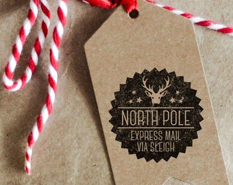 Christmas Wrapping gift stamps, Polar express stamp, Christmas decor, North Pole Stamp, Express Mail stamp, Christmas sleigh, Santa sleigh