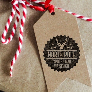 Selos de presente de embrulho de Natal, selo Polar Express, decoração de Natal, selo do Pólo Norte, selo Express Mail, trenó de Natal, trenó do Papai Noel