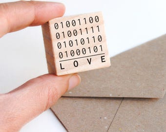 Love Binärcode Stempel: Tech Hochzeit, Nerdy Jubiläumskarte