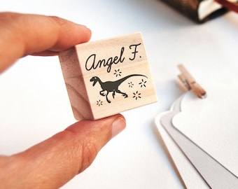 Carimbo personalizado com nome de dinossauro para crianças, carimbo de borracha personalizado com animais para roupas e lembrancinhas de festa, carimbo de livro de T-Rex, Velociraptor e muito mais.