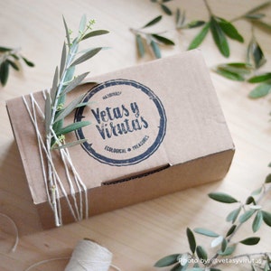 Custom logo stamp set, Large and small business stamp for packaging and tags, Personalized branding rubber stamp