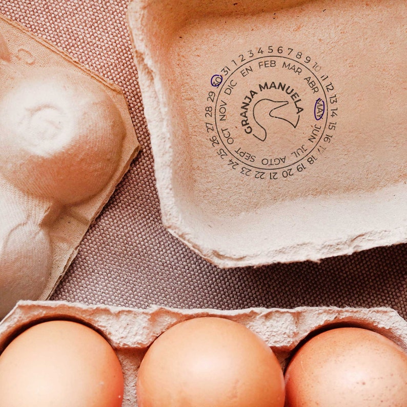 Personalized egg date stamp for egg cartons, chicken egg package date stamp, custom duck egg laid on stamp image 3