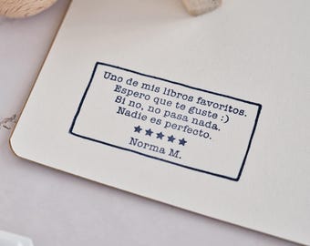Favorite book recommendation gift custom stamp, Personalized bookworm stamp for gifting books