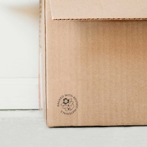 Stamp for sustainable packaging and reused package ideas. Made in Barcelona by biterswit.