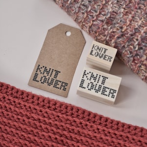 Tampon en caoutchouc pour amateur de tricot avec texture tricot, étiquettes et étiquettes tricotées main DIY, fournitures pour artisans, étiquettes volantes pour vêtements faites main