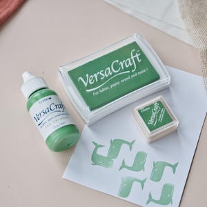 Almohadilla de tinta verde celadón Versacraft, almohadilla de tinta mini verde pálido, almohadilla de tinta verde claro para tela y papel sin revestimiento, tinta de sello verde para reentintado