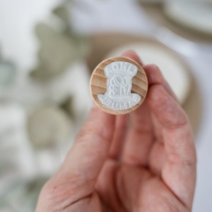 personalized ceramic stamp with love for wedding details by sira lobo for biterswit