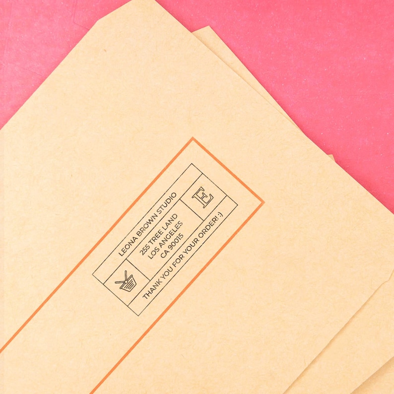 custom business return address stamp for small shops envelopes with icons to choose from image 1