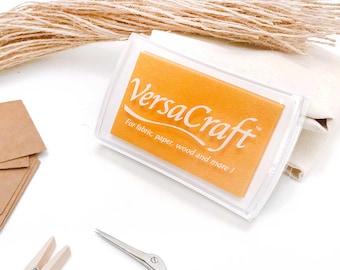 VersaCraft lemon yellow ink pad for stamps, mini yellow stamp pad for paper and fabric, VersaCraft reinker Yellow Lemon