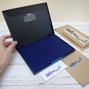 Groot marineblauw stempelkussen voor grote stempels, extra groot donkerblauw stempelkussen voor XL-stempels, XL blauw stempelkussen voor papier en karton