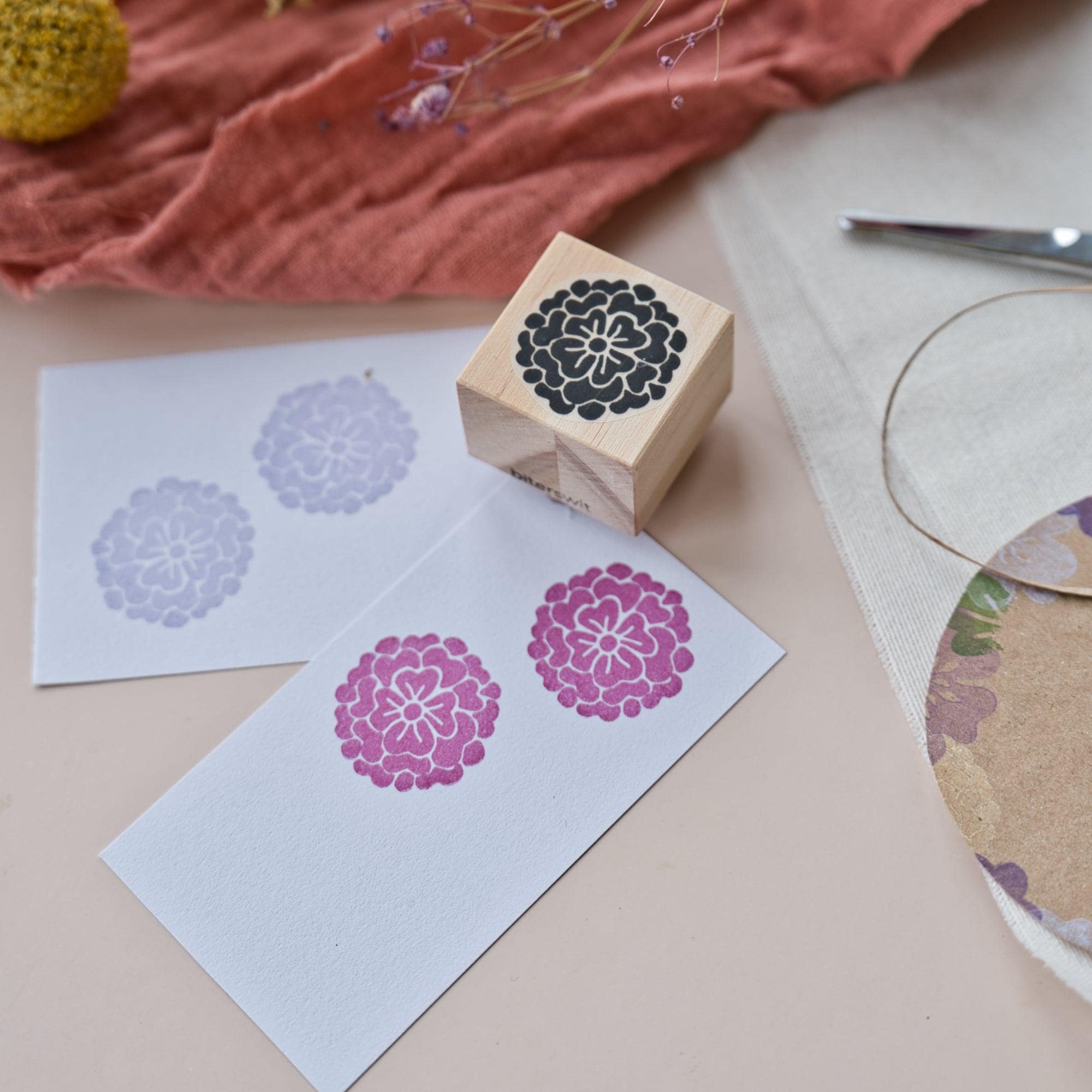 Peony Flower Rubber Stamp, Hand Drawn Floral Stamp for Card Making and ...