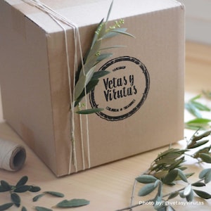 Custom round logo stamp for packaging, Large personalized business stamp for paper bags and boxes, Free small stamp for labels and tags