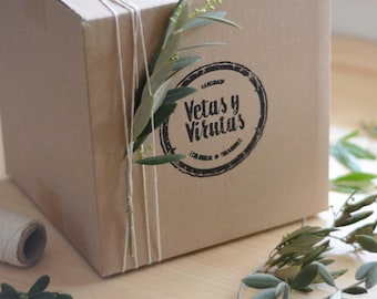 Custom round logo stamp for packaging, Large personalized business stamp for paper bags and boxes, Free small stamp for labels and tags