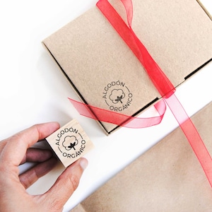 Tampon icône fleur de coton pour étiquettes de vêtements en coton biologique, étiquettes en coton bricolage pour petites entreprises, tampon d'emballage fait main pour marque de mode