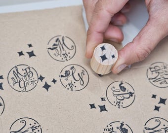 Star Stamp for Christmas Packaging, Magic Star Rubber Stamp for Gift Wrapping, DIY Holiday Labels