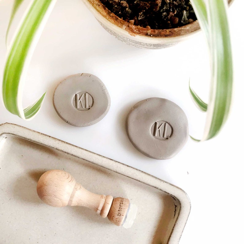Small round initials clay stamp initial relief clay stamp Etsy