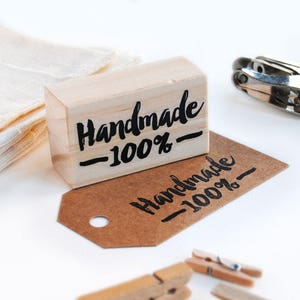 Etsy shop supply for handmade product packages, hand lettered stamp, artisan product package stamps, hand made text stamp, thank you stamp image 4