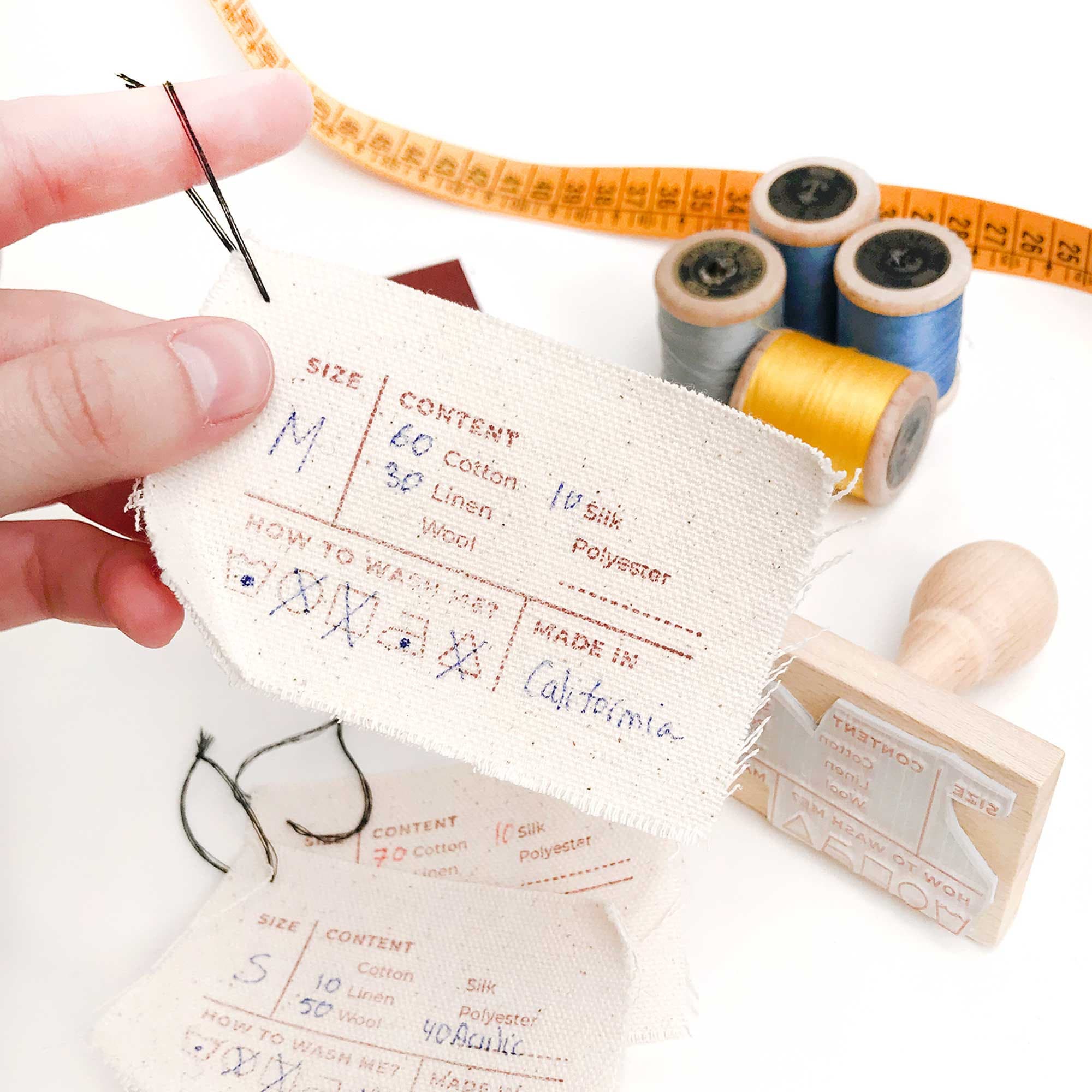 Stamp for Garment Tags With Fiber Content and Care 