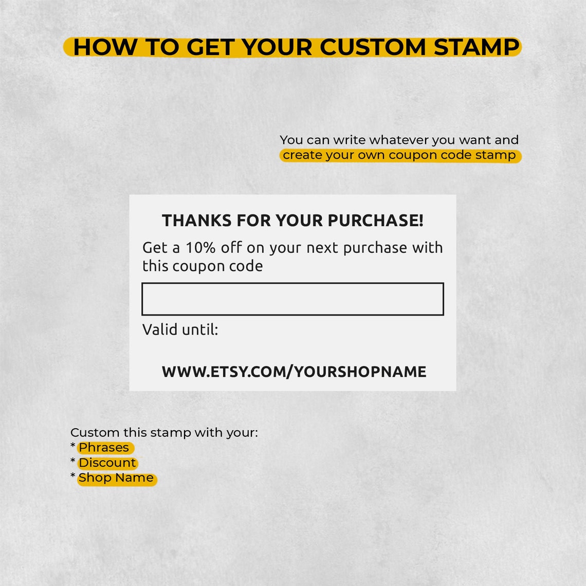 Coupon code stamp custom coupon stamp for shop coupon code Etsy