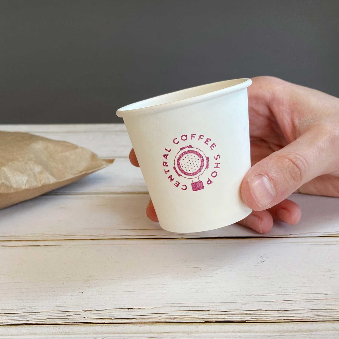 Premade Coffee Shop Logo Stamp for Paper Cups Custom Stamp - Etsy
