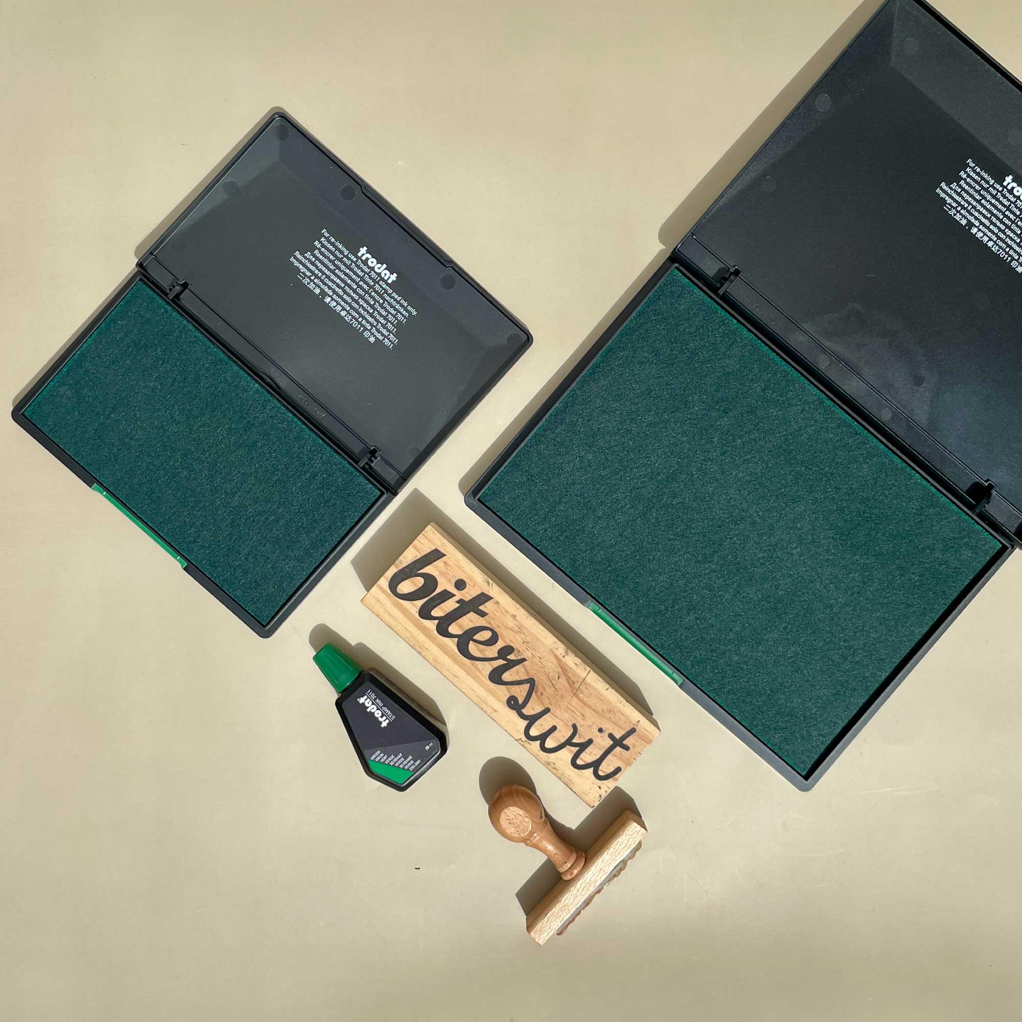 Big green stamp pad for paper and cardboard, 6 inches ink pad for large stamps, XL ink pad for extra large rubber stamps