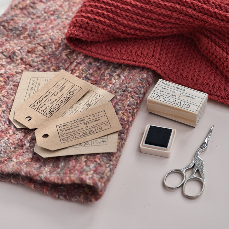Rubber Stamp for Knitted and Crocheted Hang Tags in Different Languages ...