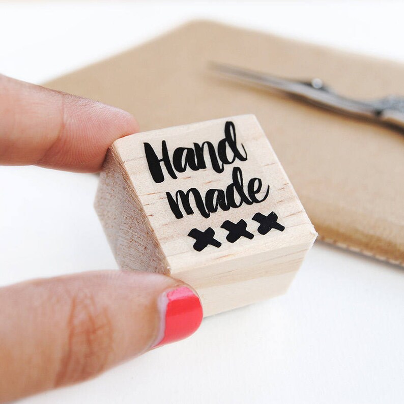 Etsy shop supply for handmade product packages, hand lettered stamp, artisan product package stamps, hand made text stamp, thank you stamp image 5