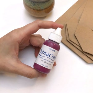 Flacone di inchiostro granato per tampone per timbri VersaCraft bordeaux, flacone di inchiostro reinchiostrante marrone per tamponi per timbri VersaCraft, inchiostro per carta e legno