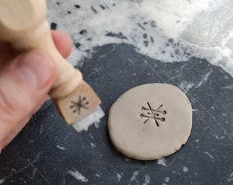 Alchemy symbol clay stamp for pottery, Planetary Metals ceramic texture stamp, Mundane elements maker mark