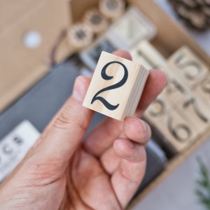 number rubber stamps for advent calendar sustainable Christmas ideas by biterswit and TOCS textile crafts