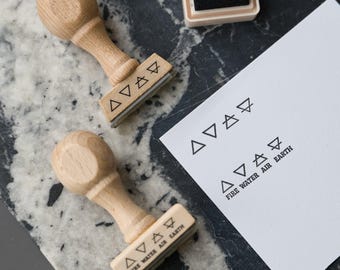 Four elements alchemical symbols rubber stamp, 4 triangle elements Air, Fire, Water, Earth, Mystical journaling and spiritual planners