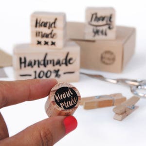 Etsy shop supply for handmade product packages, hand lettered stamp, artisan product package stamps, hand made text stamp, thank you stamp image 8