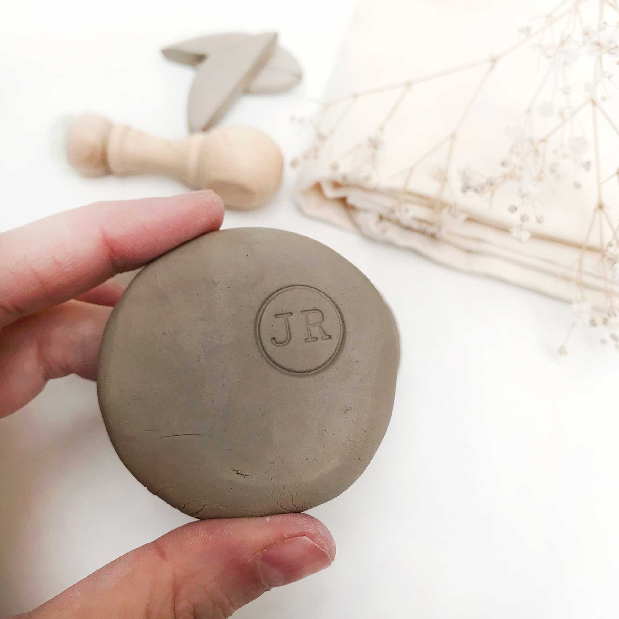 Personalized pottery maker mark stamp with initials in a Etsy