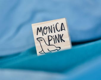 Timbro personalizzato con leone marino per ex libris per bambini, ex libris personalizzato per i più piccoli, primo timbro per libri per i piccoli lettori