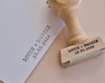 Personalized Typewriter Stamp, Custom Name & Date Rubber Stamp, Vintage Wooden Stamp