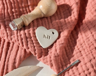 Mini hi! quote texture clay stamp for ceramic and soaps, DIY small clay charms with messages, clay maker supplies for ceramic classes