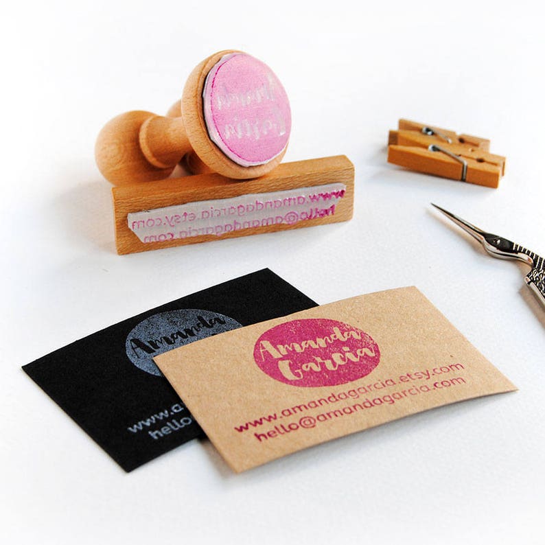 DIY Business Card Stamp With Premade Handwritten Logo Eco Etsy