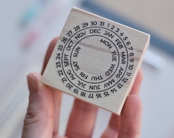 Travel journal calendar stamp, Vacation memory date stamp, Perpetual planner months and days tool for journaling