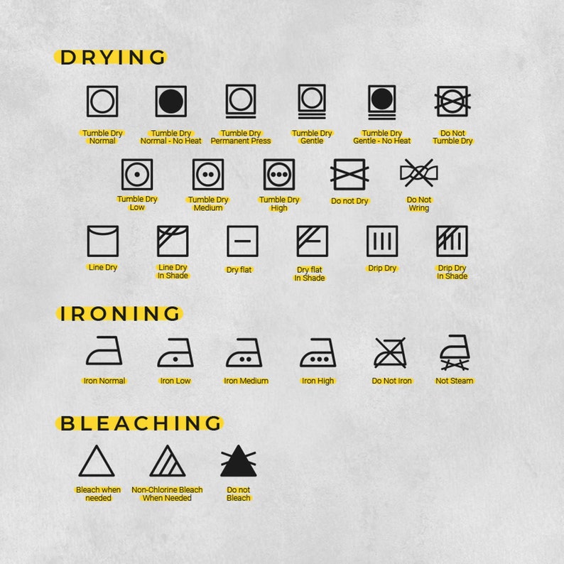 Clothing Care Label Stamps, Cloth Care Tag, Do Not Dry Clean, Symbols ...