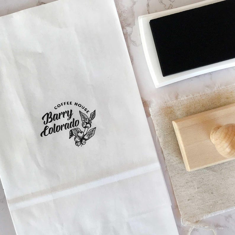 Logo stamp for custom paper cups, coffee shop stamp, coffee sleeve logo stamp, custom take away package stamp, take away cardboard package image 15