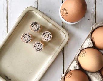 Custom egg stamp for egg stamping, customizable chicken or duck rubber stamp, personalizable coop farm stamp with simple design