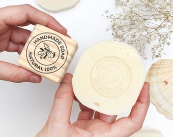handmade natural soap stamp, round soap stamp, natural soap stamp, round handmade soap stamp, olive oil soap stamp, zero waste soap package