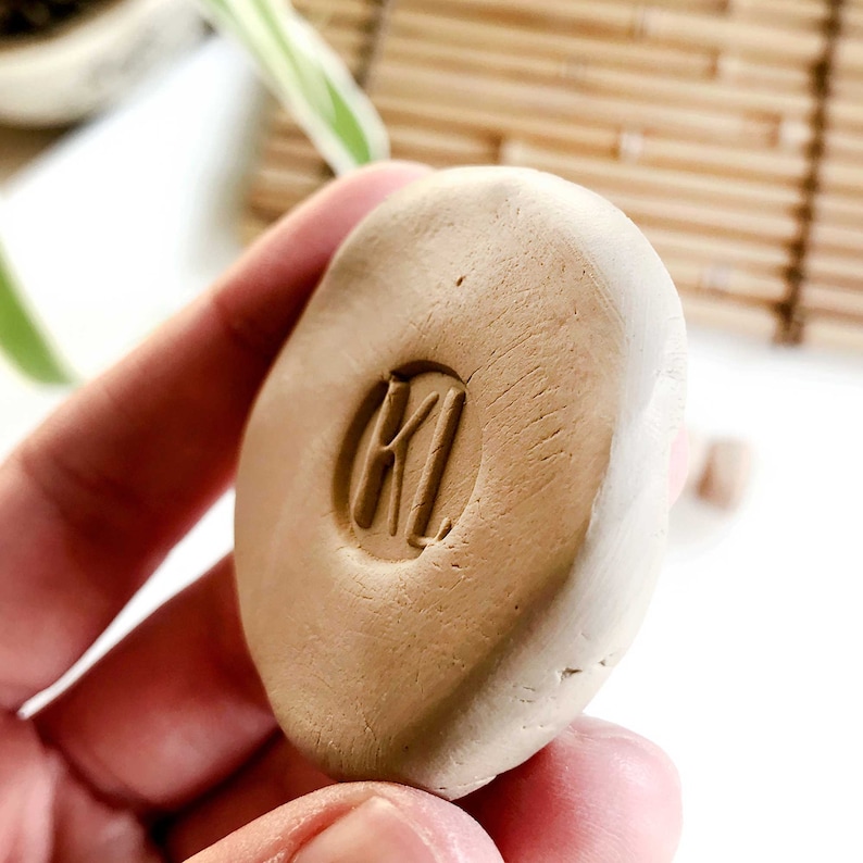 Small Round Initials Clay Stamp Initial Relief Clay Stamp Etsy Australia