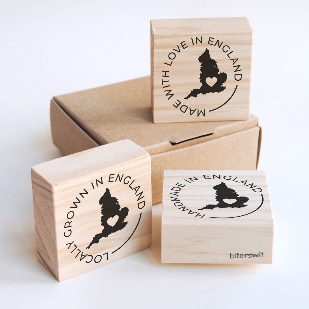 Rh Made In England Sticker Handmade in England Label Stamp, Made With Love in England Stamp ...