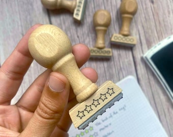Bullet journal rating stamp: Checklist rubber stamp with stars, hearts, moons, or icons to choose