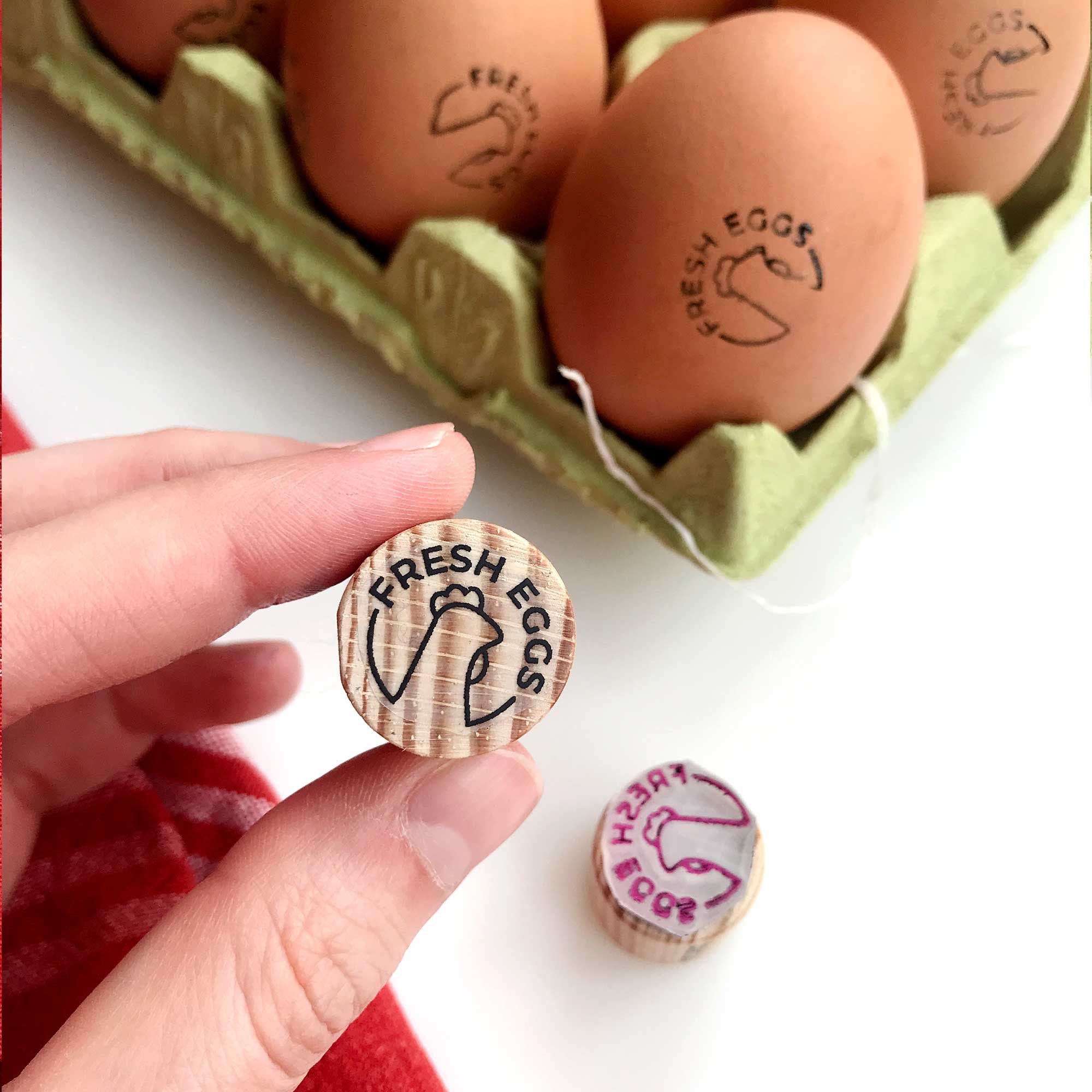 Mini FRESH EGGS STAMP, Egg Farm Stamp, Mini Stamp for Eggs, Mini